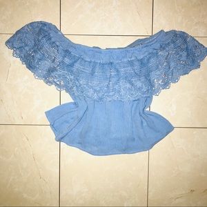 Light blue blouse with lace